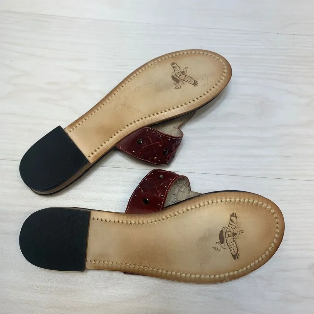 Factory Freebird Leather Sandals SHAY Red Womens Size‎ 12 Rare NEW With Box